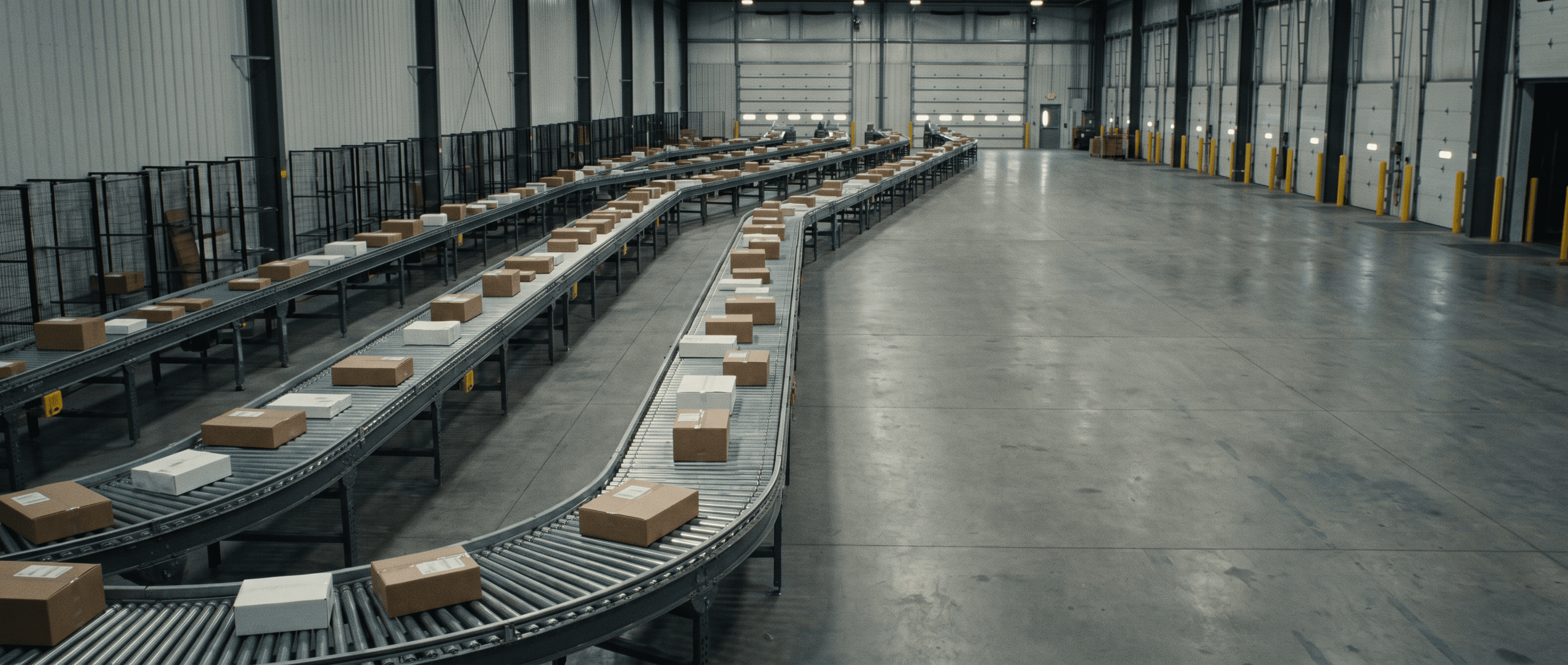 A large automated parcel sortation facility with conveyor lines and dock doors, illustrating Gofo's expanded Dallas hub.